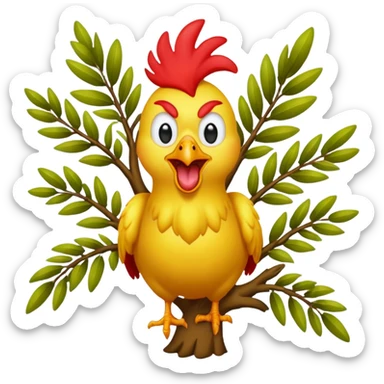 Screaming chicken in the tree meme sticker