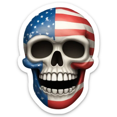 Skull with American flag sticker