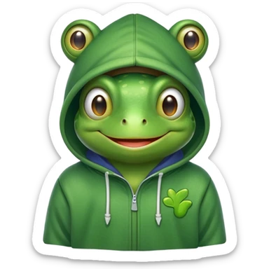 frog wearing a hoodie sticker