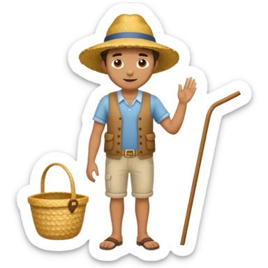 full body man with strow hat sticker