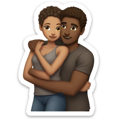 Lightskin female hugging brown skin male sticker