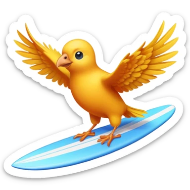 bird surfing sticker