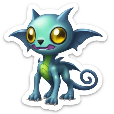 cute cool edgy sharp eldritch alien punk Digimon-Fakemon-animal full body sticker