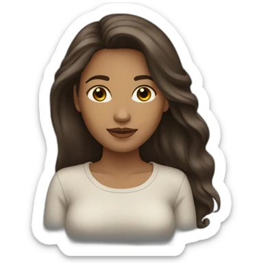 woman light brown skin long dark hair sticker