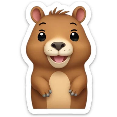 Cute capibara waving its hand with a smile sticker