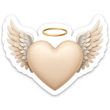 beige heart with angel wings sticker