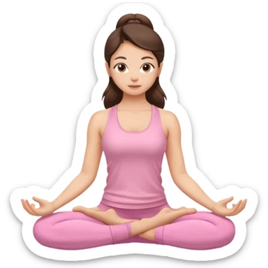 brunette yoga girl light pink clothes n sticker