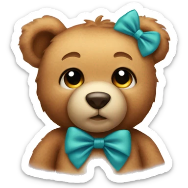 Teddy bear with bow on ear sticker