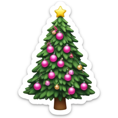 Christmas tree with pink decorations  sticker