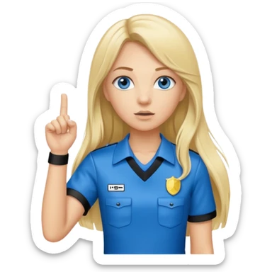 blue eyes blonde girlIN REFEREE UNIFORM STANDING UP LONG HAIR WHISTLE sticker