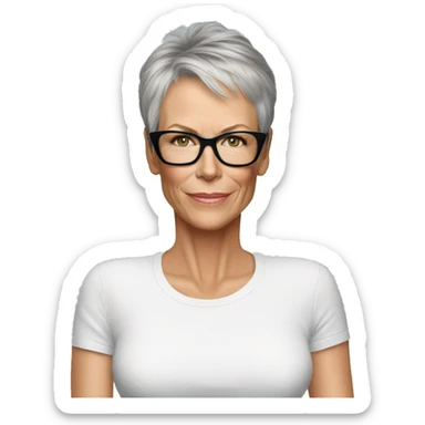 super realistic jamie lee curtis wearing tee sticker