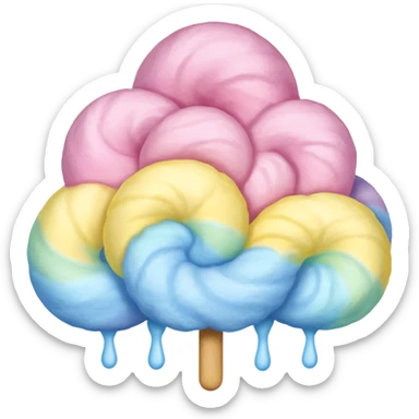 Cotton Candy, Rainbow Cotton Candy – mixed pastel layers of pink, yellow, and blue. sticker