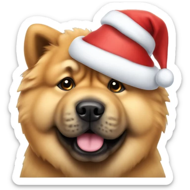 Chow chow dog wearing a Christmas hat sticker