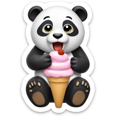 Panda eating ice cream sticker
