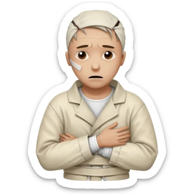 a patient in a psychiatric hospital, in a straitjacket sticker