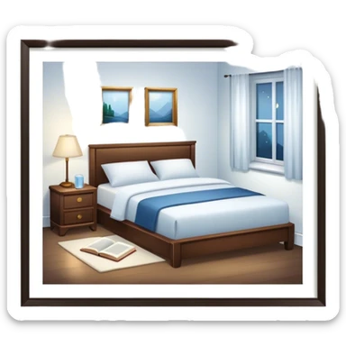 A dimly lit white bedroom. The bed is neatly made, and a glass of water sits beside a book on a cozy nightstand. Soft lighting signals a peaceful wind-down, representing the calm and control that comes from reclaiming your evenings. sticker