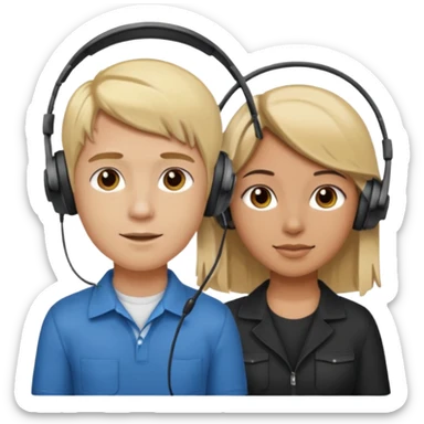 pc gamer very blonde boy and latina girl with brown hair  headsets sticker