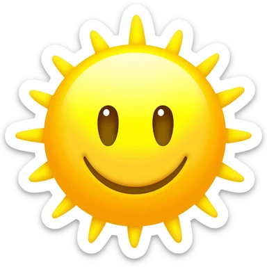 round yellow face with tiny sun rays sticking out, looking happy and glowing. sticker