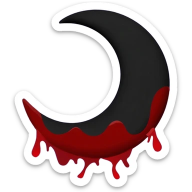 Black crescent moon with blood dripping from it dark purple sticker