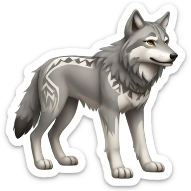 GreyWolf With Tribal Markings Full Body sticker