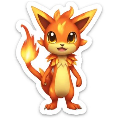 a anthro chibi-style fire-type Fakémon-hybrid full body sticker