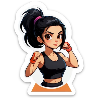Gym girl black hair sticker
