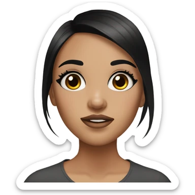 girl with black hair and long eyelashes and black eyeliner sticker