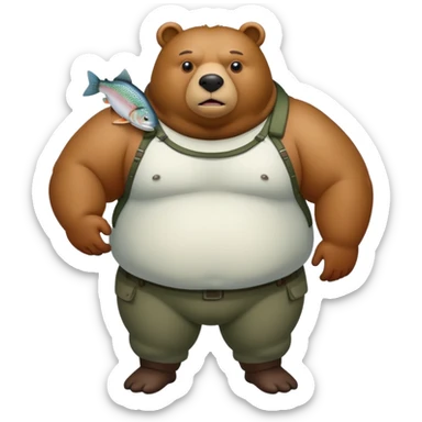 trota with bear arms and overweight human body sticker