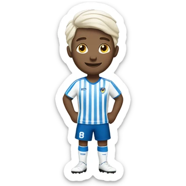 white soccer player with a white & blue stripes t-shirt sticker