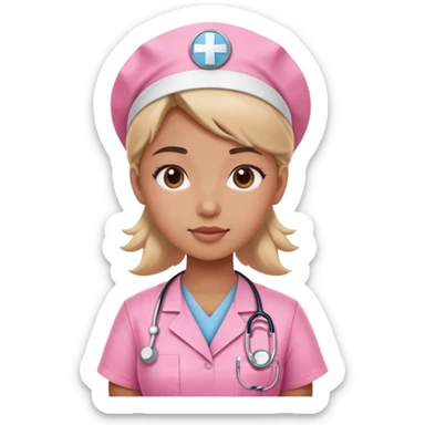 cute girl nurse in pink scrubs sticker