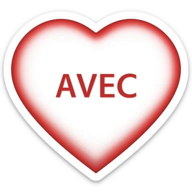 heart with red outline inside heart no color only text  AVEC sticker