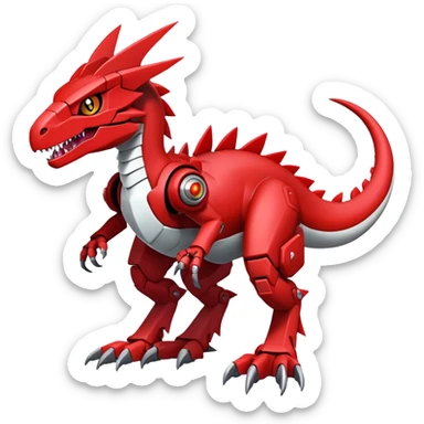  Cool Edgy Red Digimon-Fakemon-Guilmon-Velociraptor-Dragon-Mecha full body  sticker