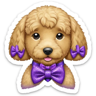 Cachorro com gravata roxa com glitter sticker