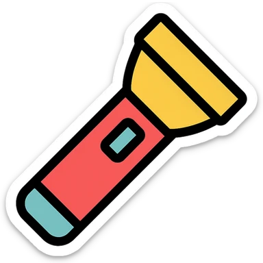 linterna icono con contorno negro y color sticker
