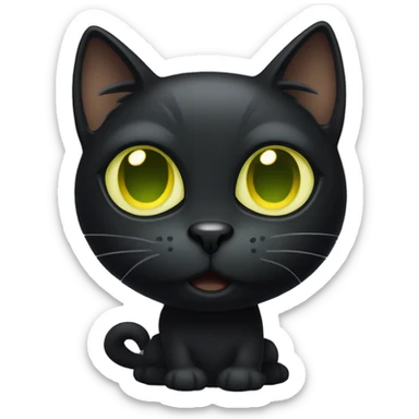 black cat with greenish yellow upturned eyes full body sticker