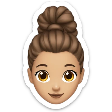 Ariana Grande with brown hair and a big ponytail sticker