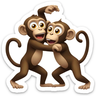 Two monkeys fighting each other sticker