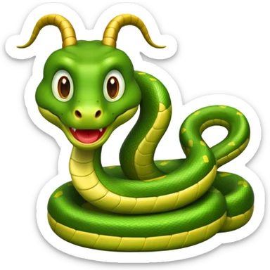 Green Cartoon snake with horns  sticker