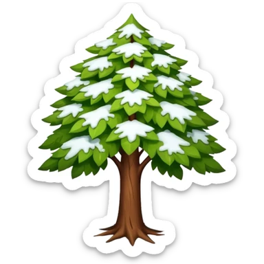 A tree with a little snow on top, symbolizing the end of winter and the beginning of summer. sticker