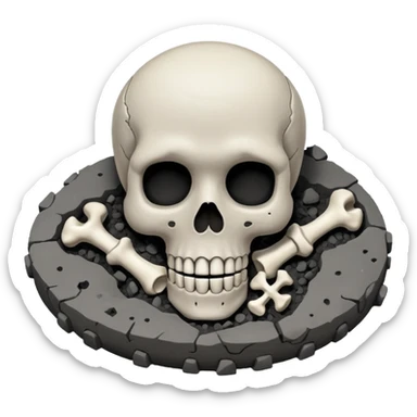 a pile of ashes with a skeletal smile sticker