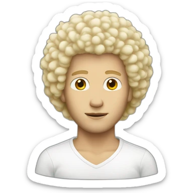 Blonde white man with afro sticker