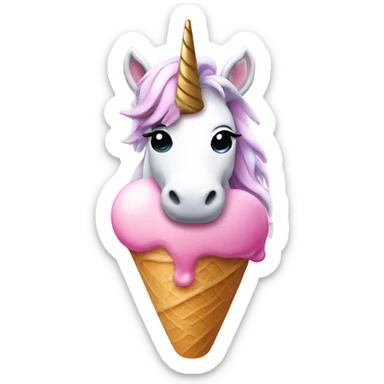 Unicorn holding pink ice cream sticker