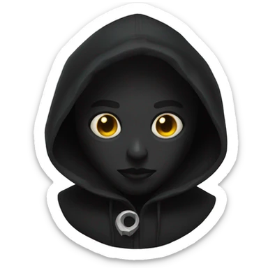 black figure with a hood and a scythe eyes spiral sticker