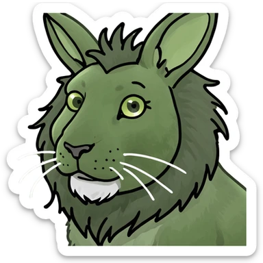 Black bunny on a dirt bike bunny has mane like a lion on his face  sticker