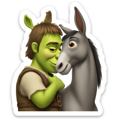 shrek kissing donkey sticker
