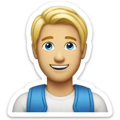 man with blond hair blue eyes smiling with dimples sticker