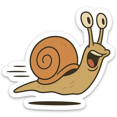 a fast snail, cartoon style, dynamic motion lines sticker