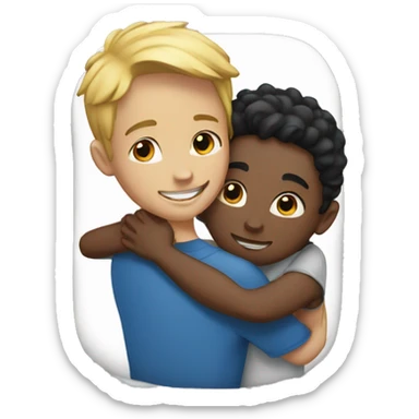 Ebony & white boy hugging  sticker