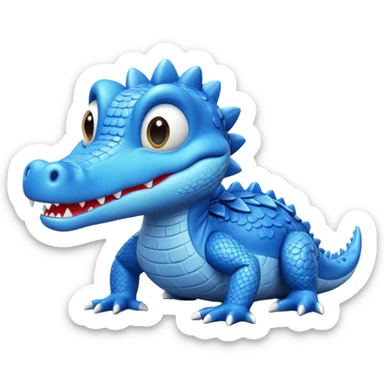 "A stylized, high-detail 3D render of a small, cute blue crocodile from Disney Dreamlight Valley. " sticker