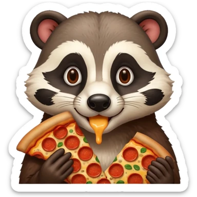 badger eating pizza  sticker